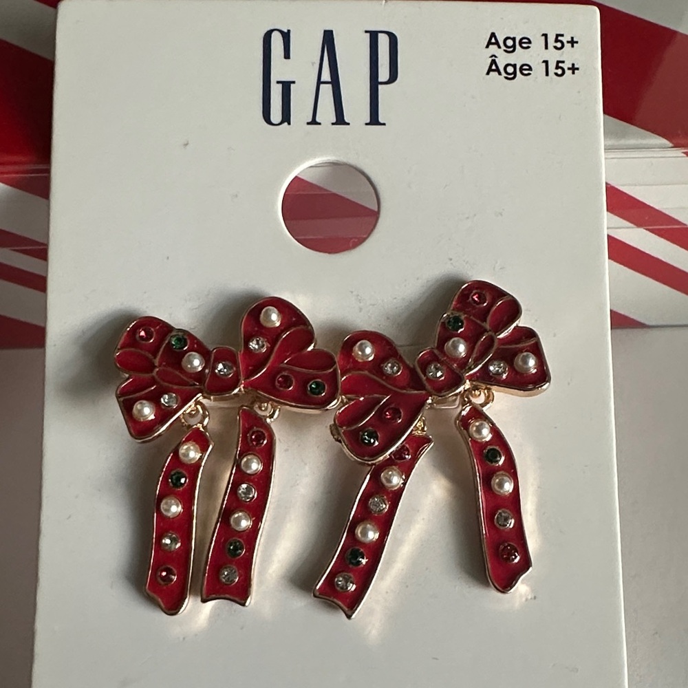 GAP Festive Red Bow Earrings